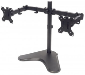 Soporte para dos monitores MANHATTAN  Movimiento con brazos de doble articulación 461559 Negro