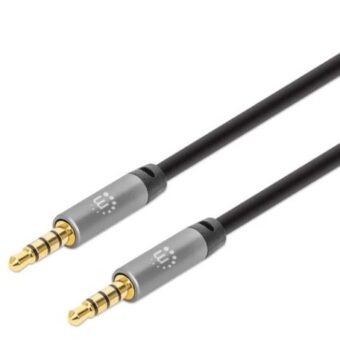 Cable Auxiliar de Audio Estéreo de 3.5 mm MANHATTAN 355995 Negro/Plata