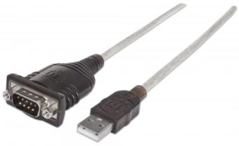 Convertidor de USB a Puerto Serial MANHATTAN 151849 Plata