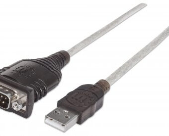 Convertidor de USB a Puerto Serial MANHATTAN 151849 Plata